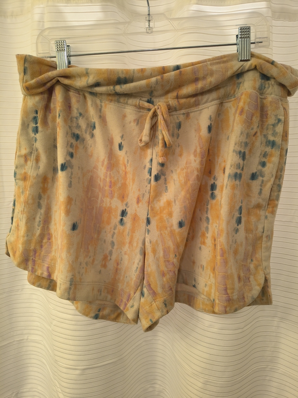 Old Navy Tie-Dye Drawstring Womenβs Athletic Shorts - Peach, Teal & Lilac